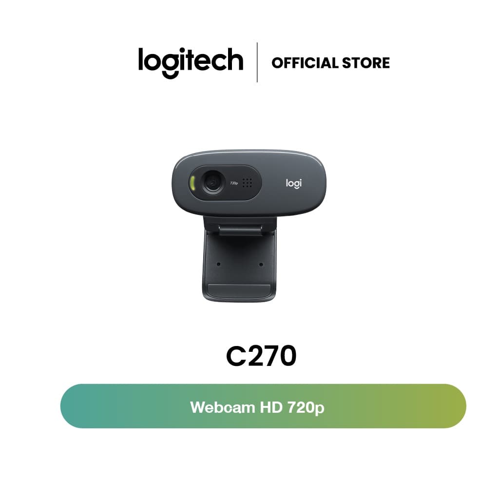 Logitech C270 HD Webcam 720p ไมโครโฟนตัดเสียงรบกวน ติดตั้งง่าย สวยชัดทุกวิดีโอคอล