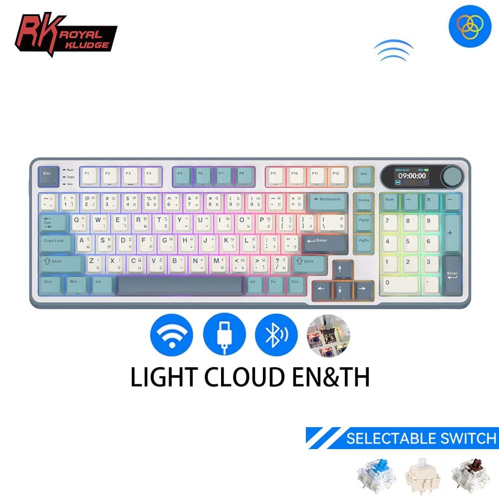 RK Royal Kludge RK S98 คีย์บอร์ด RGB 98 คีย์ สาย/ไร้สาย Bluetooth 2.4G พร้อมหน้าจอ TFT