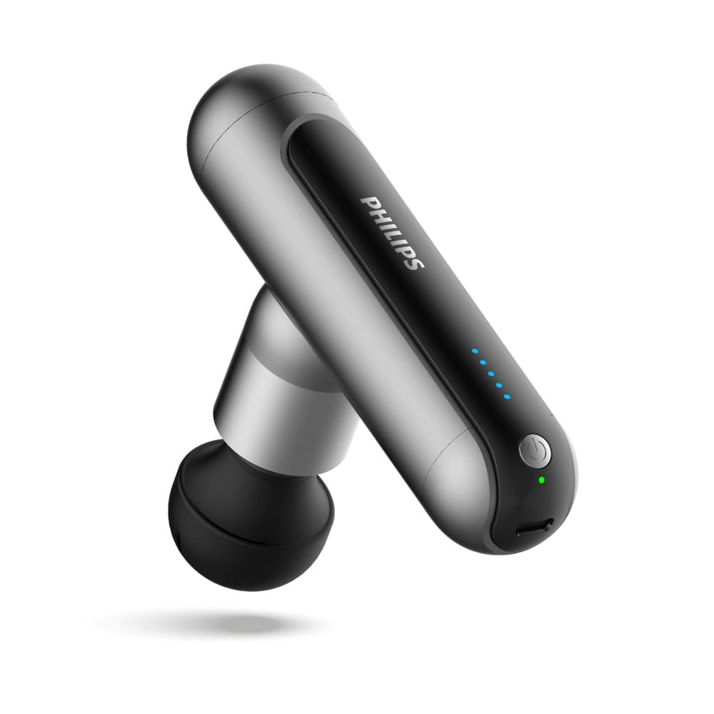 Philips Mini Massage Gun PPM7303 ปืนนวดไฟฟ้าคลายกล้ามเนื้อ พร้อมประคบร้อน 6 หัวนวด