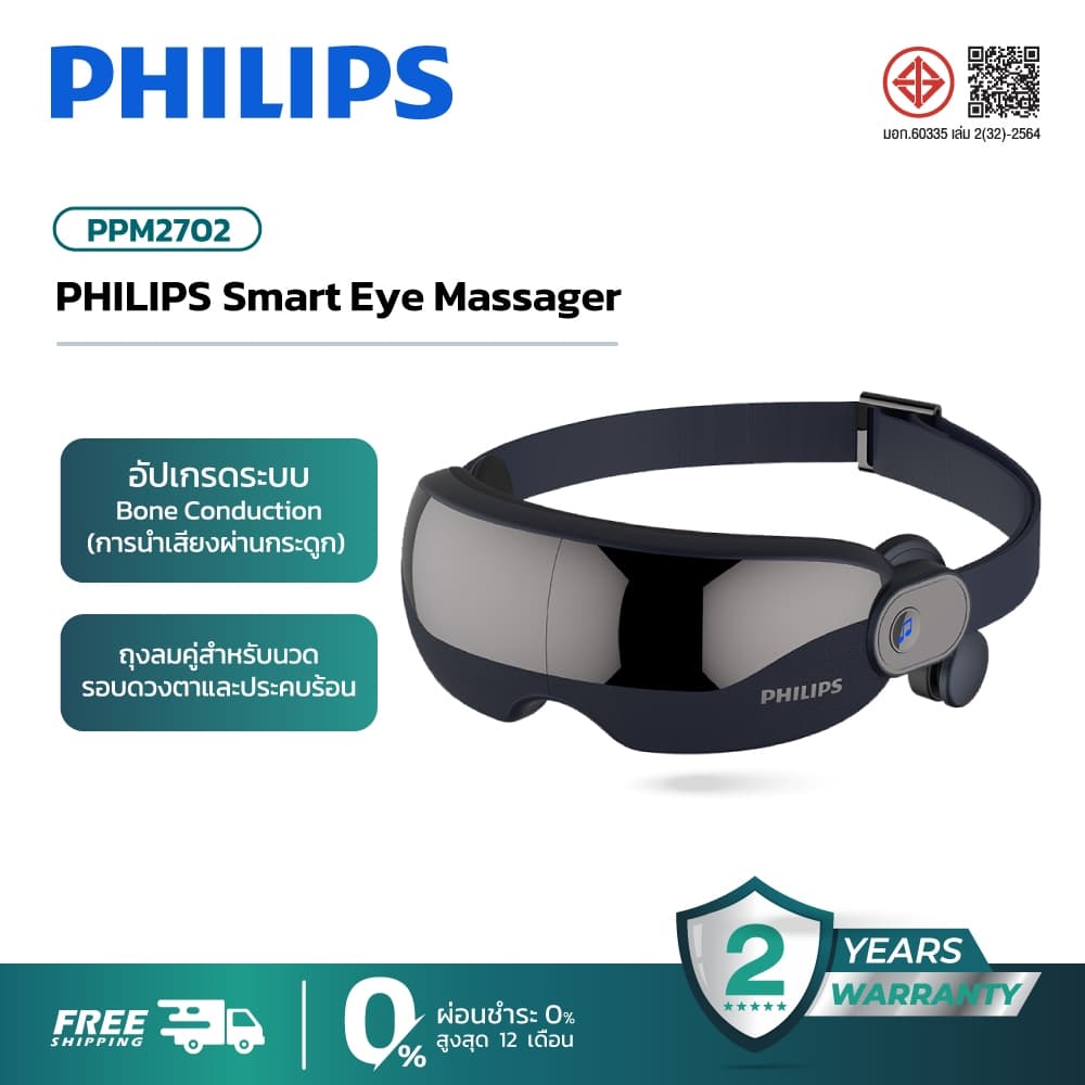 Philips Smart Eye Massager เครื่องนวดตาอัจฉริยะ ประคบร้อน Bluetooth PPM2702