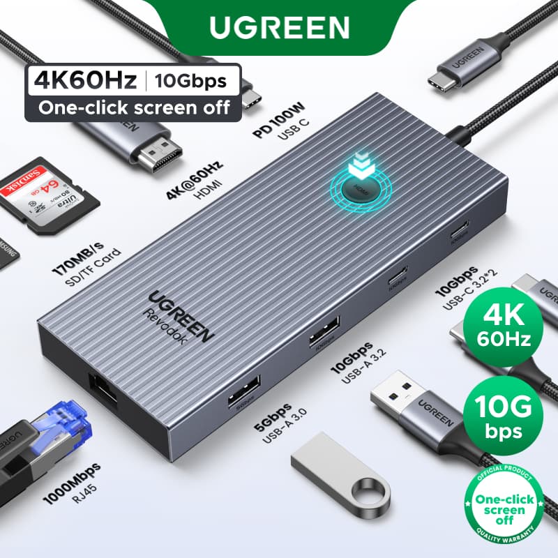 UGREEN Revodok 9-in-1 USB-C Hub HDMI 4K60Hz PD100W สำหรับ MacBook & แล็ปท็อป