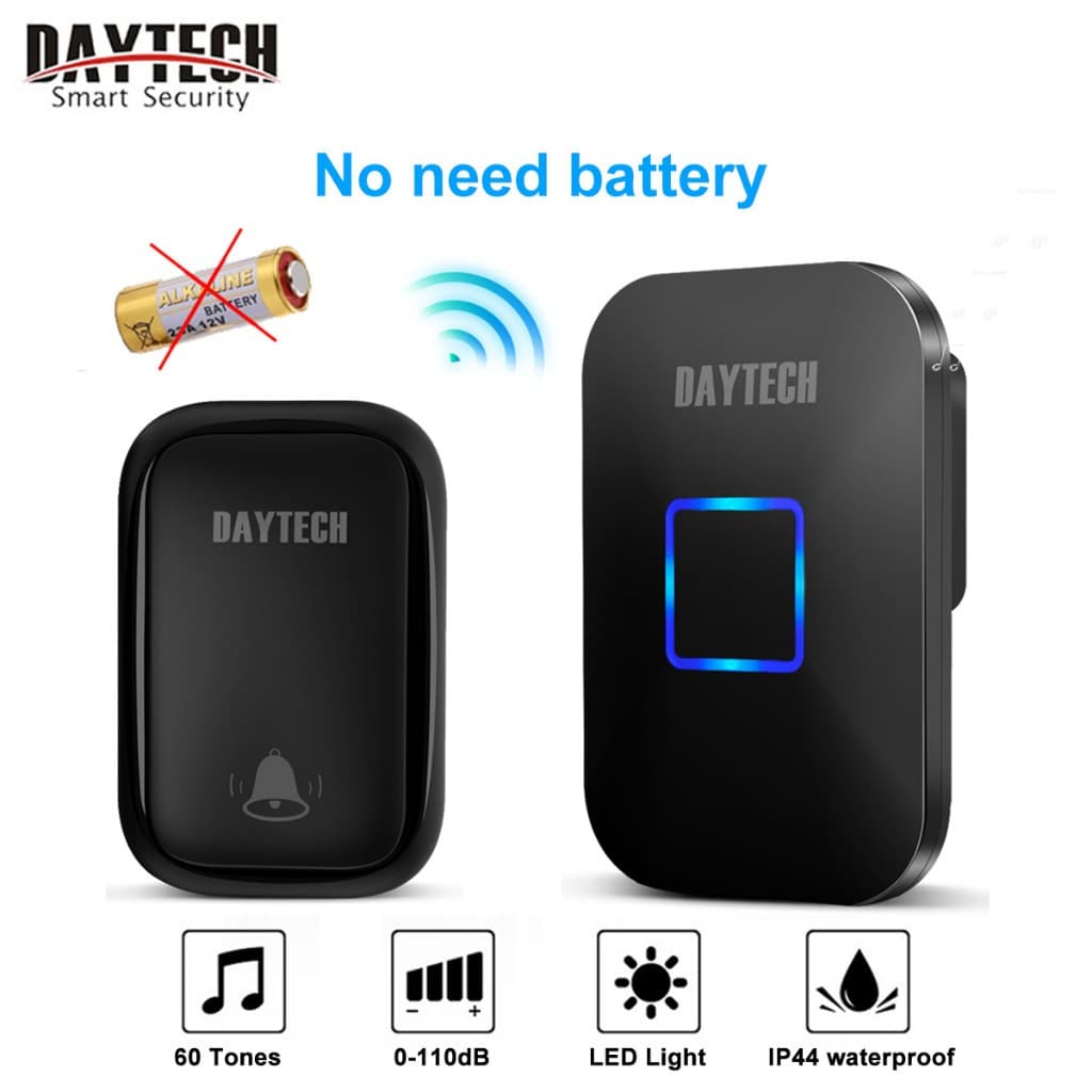 Daytech กริ่งไร้สายกันน้ำ ไม่ใช้แบตเตอรี่ ระยะ 150 เมตร 0-110dB รุ่น DB09