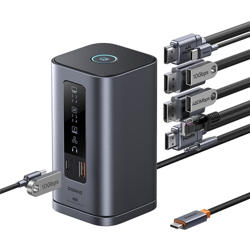 Baseus Spacemate 11-in-1 Docking Station USB-C 4K, ชาร์จเร็ว 100W, ขยายจอพร้อมกัน 3 จอ