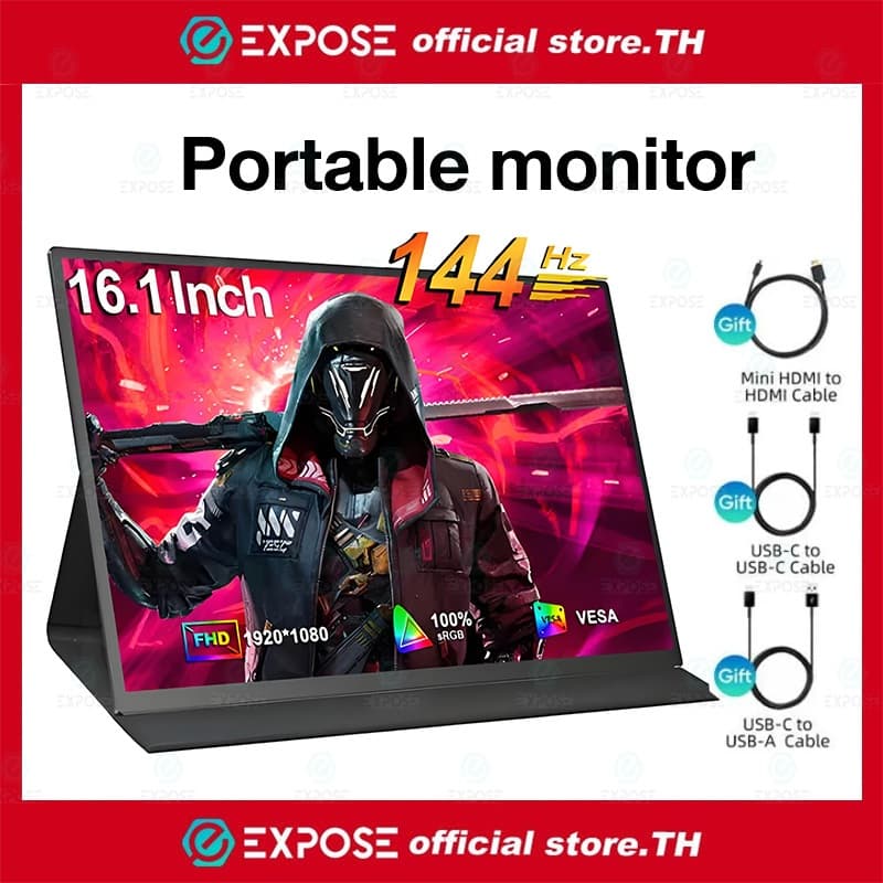 EXPOSE จอพกพา 16.1 นิ้ว FHD 144Hz เชื่อมต่อมือถือ-คอม เล่นเกม ดูหนัง ทำงาน image 1
