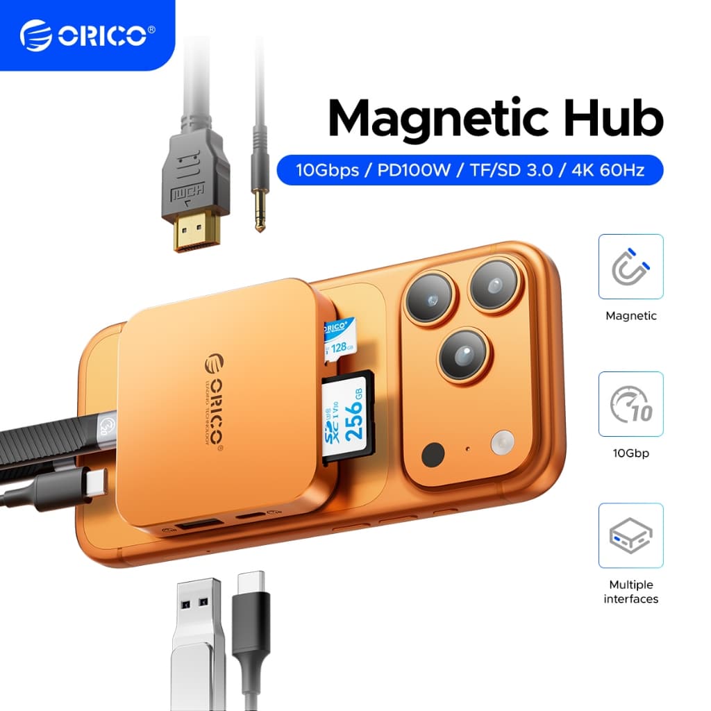 ORICO 8-in-1 Docking Station USB-C Hub 100W PD, 4K HDMI, M.2 NVMe รองรับ SD/TF