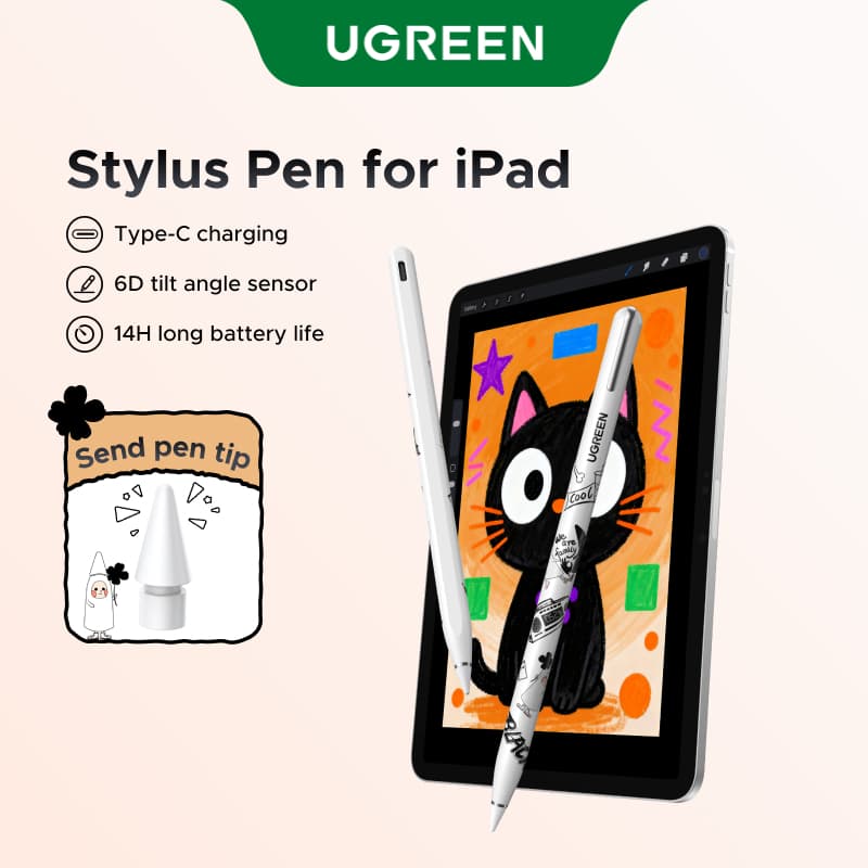 UGREEN Smart Stylus IP Series ปากกาอัจฉริยะเชื่อมต่อ Bluetooth ตรวจจับเอียง แม่เหล็กติด iPad