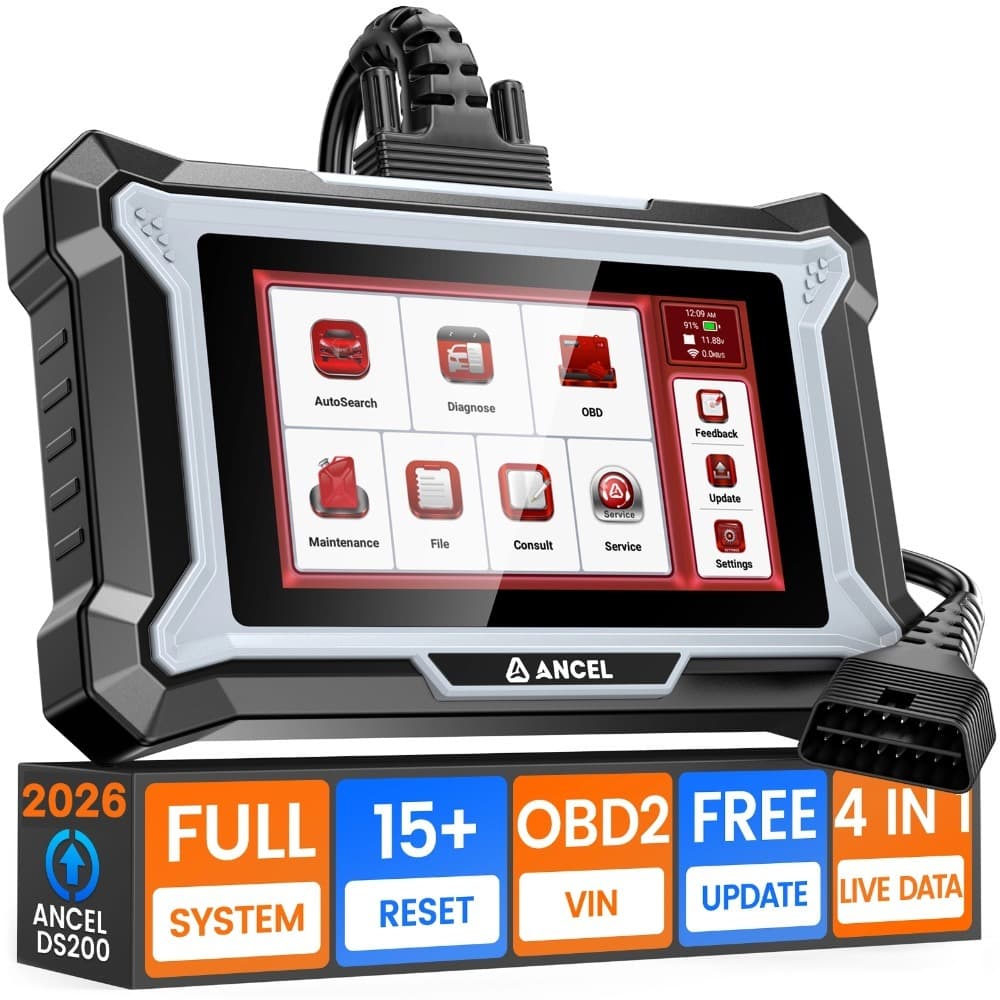 Ancel DS200 OBD2 Scanner วินิจฉัยระบบเต็มรูปแบบ รีเซ็ต 15+ อัปเดตฟรีตลอดชีพ