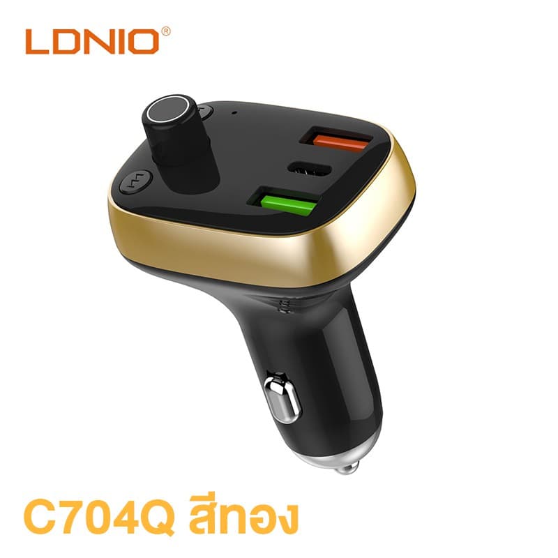 LDNIO C704Q ที่ชาร์จรถ 36W PD บลูทูธ + FM เล่นเพลงไร้สาย