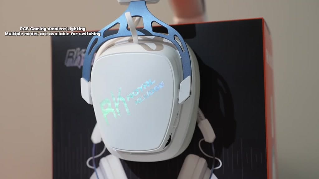 RK HG103 หูฟังเกมมิ่งไร้สาย 50 มม. ไฟ RGB สบายหู โครงอลูมิเนียม image 1