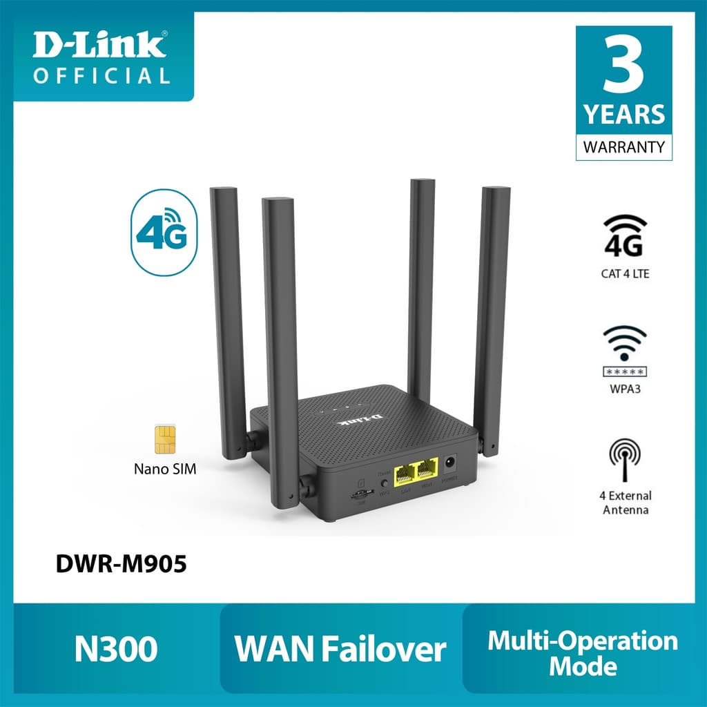 D-Link DWR-M905 4G LTE เราท์เตอร์ใส่ซิม ใช้งานง่าย เสียบแล้วเล่นได้ทันที