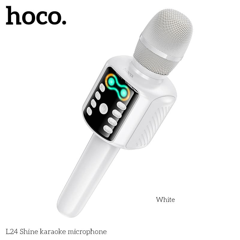 HOCO L24 ไมค์คาราโอเกะ 2in1 บลูทูธ ลำโพงในตัว 5W ไฟ RGB ร้องเพลงได้ทุกที่