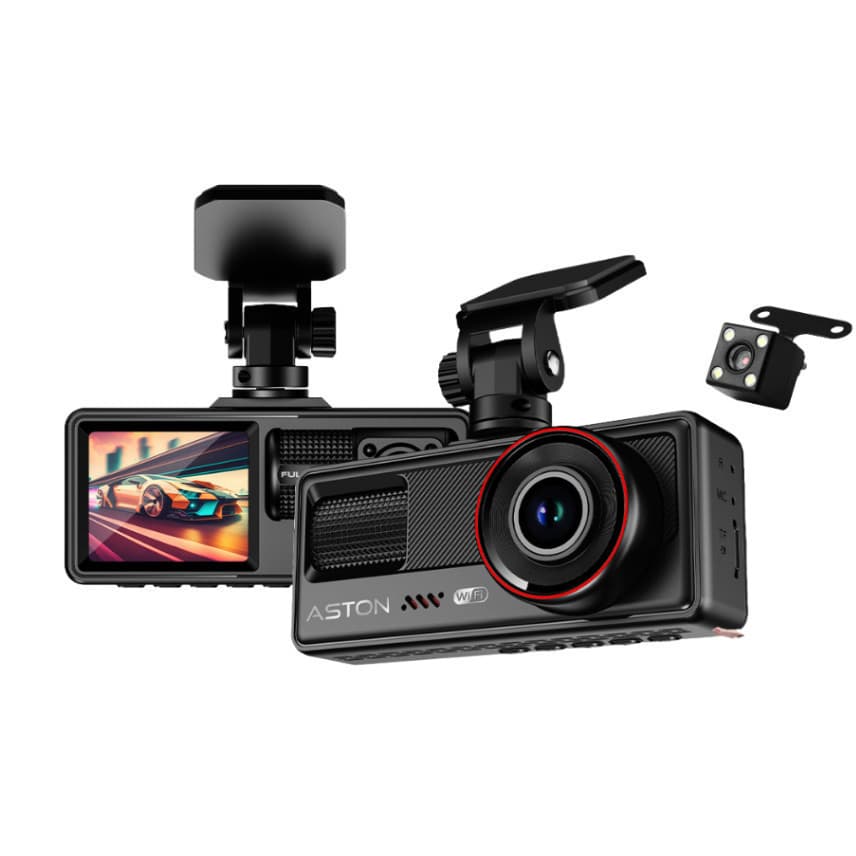 Aston Optimus Wifi กล้องติดรถยนต์ 3 กล้อง FHD พร้อมเซ็นเซอร์ถอยหลัง
