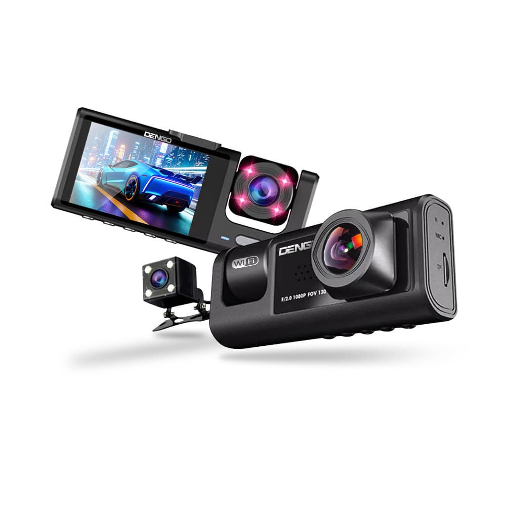 Dengo Trinity Wifi Dash Cam 3 กล้อง FullHD หน้า-หลัง-ภายใน ดูผ่านมือถือ