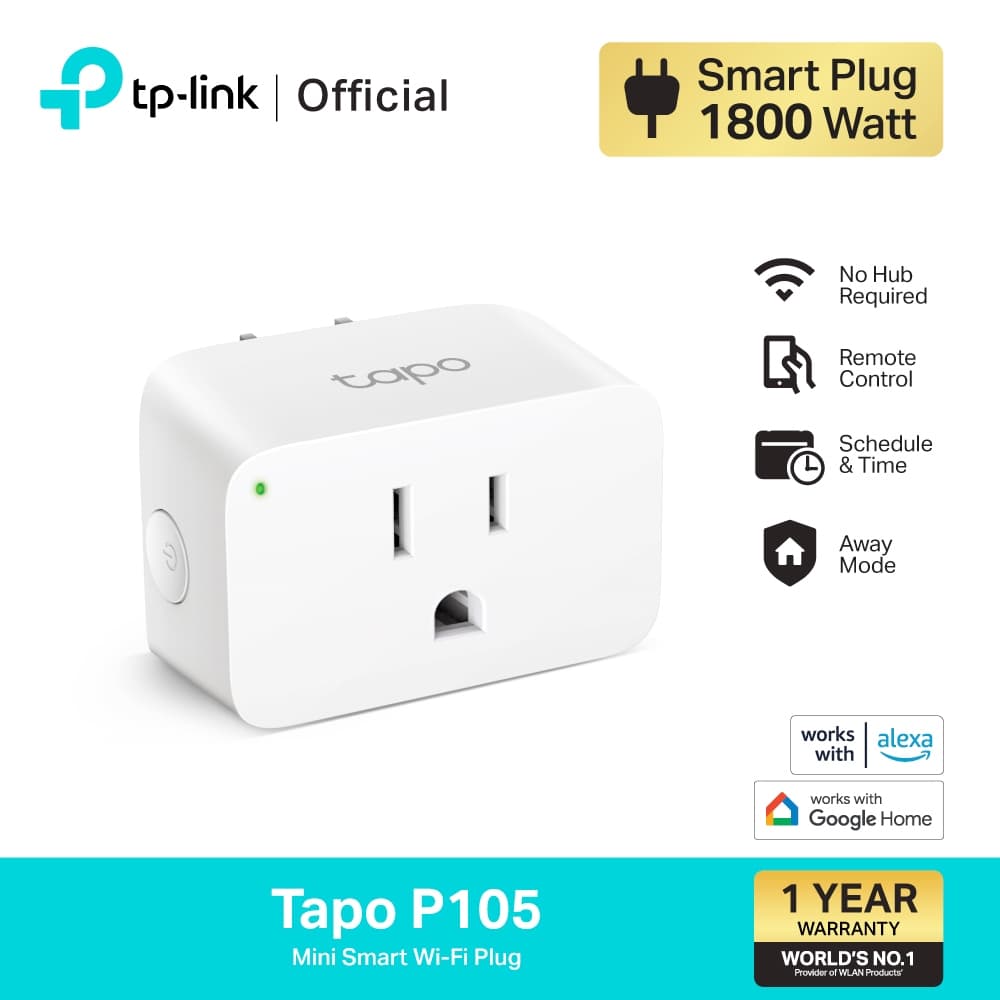 TP-Link Tapo P105 ปลั๊กอัจฉริยะ Wi-Fi ควบคุมด้วยเสียง รองรับ Alexa & Google Assistant