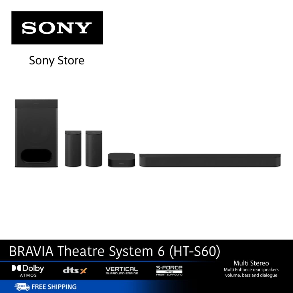 Sony HT-S60 Soundbar 5.1ch | 1000W | Dolby Atmos® เสียงทรงพลัง ราวทิศทาง