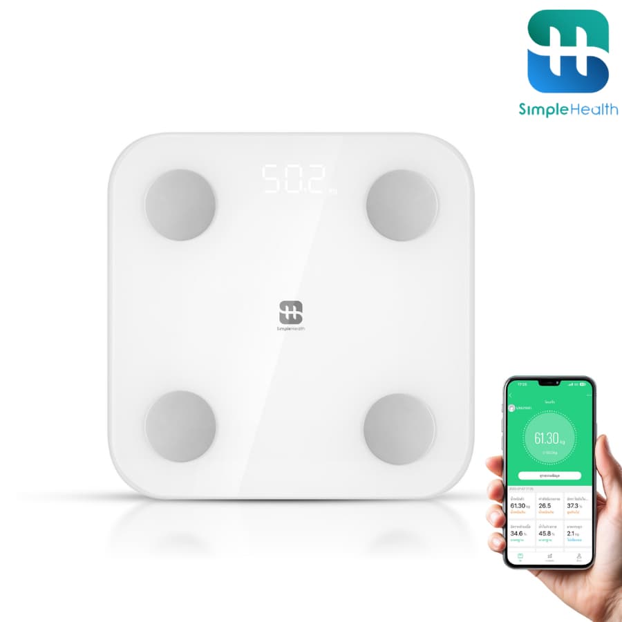 Simple Health Smart Scale เครื่องชั่งน้ำหนักอัจฉริยะ ข้อมูลครบ จอ LED ชาร์จ Type-C เชื่อมแอปได้