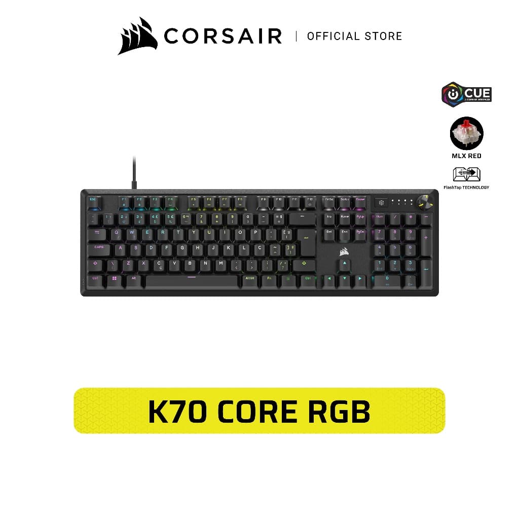 Corsair K70 CORE RGB คีย์บอร์ดแมคคานิคอลเกมมิ่ง สวิตช์ RED ปรับแต่งได้