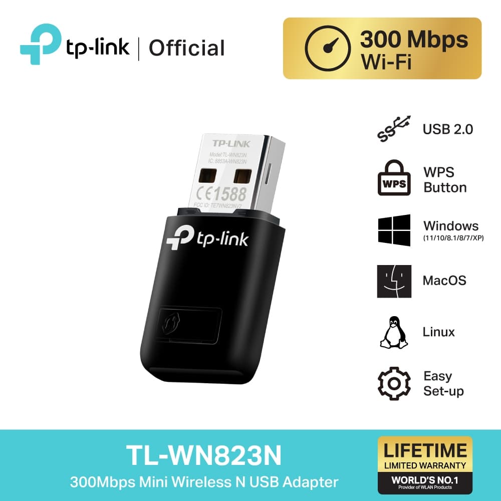 TP-Link TL-WN823N USB Adapter 300Mbps ขนาดเล็ก เชื่อมต่อ WiFi รวดเร็วและปลอดภัย