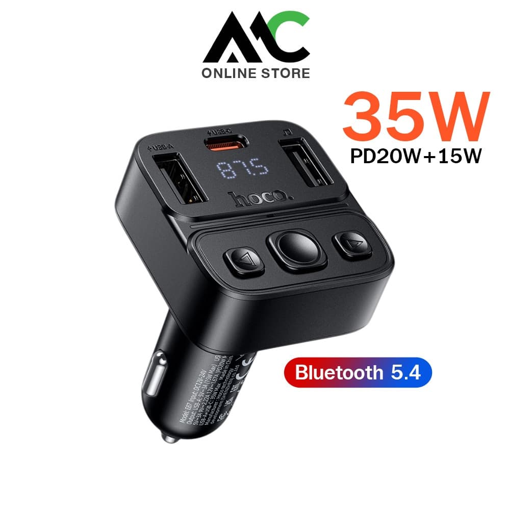 Hoco E87 ชาร์จเร็ว 35W + บลูทูธ FM Transmitter ในรถยนต์ ครบจบในหนึ่งเดียว!