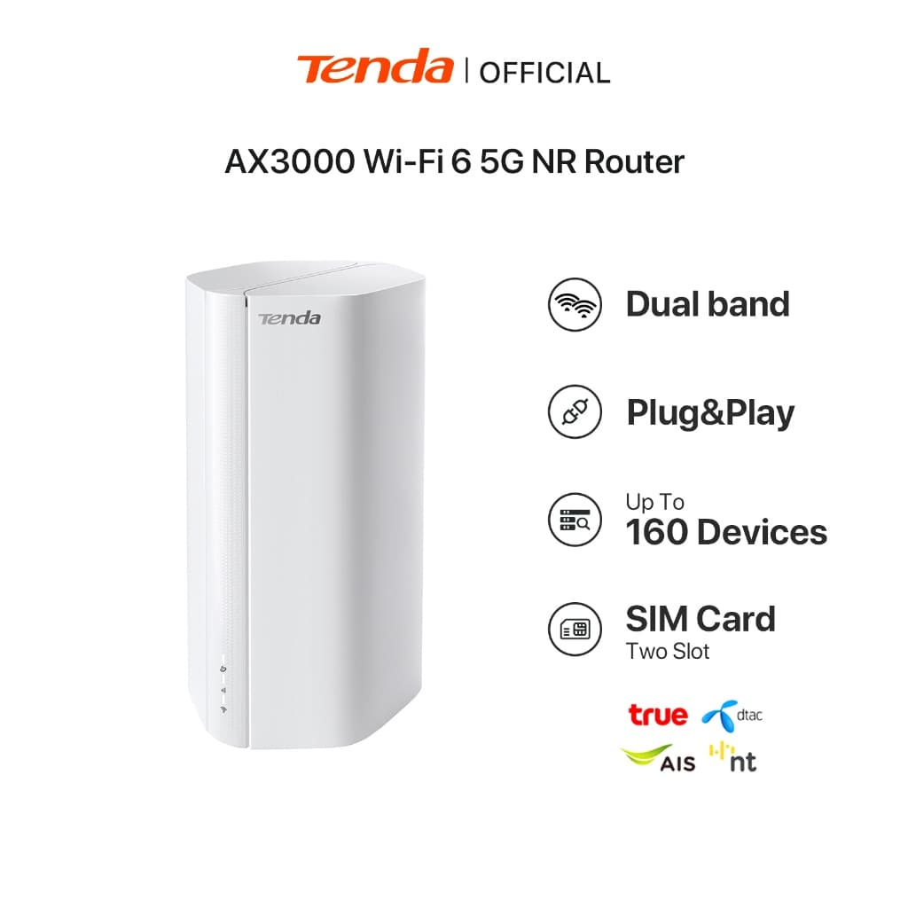 Tenda 5G06 เราเตอร์ 5G Dual SIM WiFi 6 AX3000 รองรับ 160 อุปกรณ์