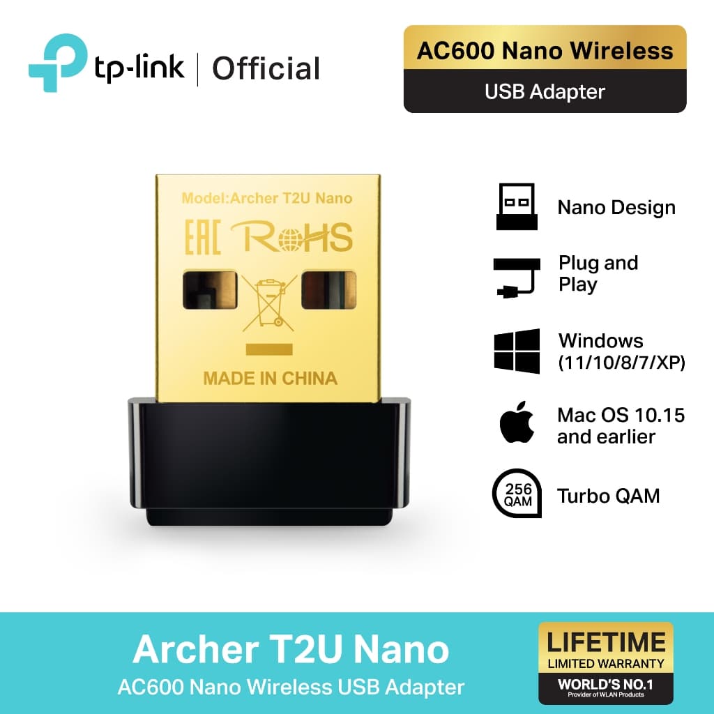 TP-Link Archer T2U Nano AC600 อแดปเตอร์ USB WiFi ขนาดเล็ก เสียบเล่นได้ทันที