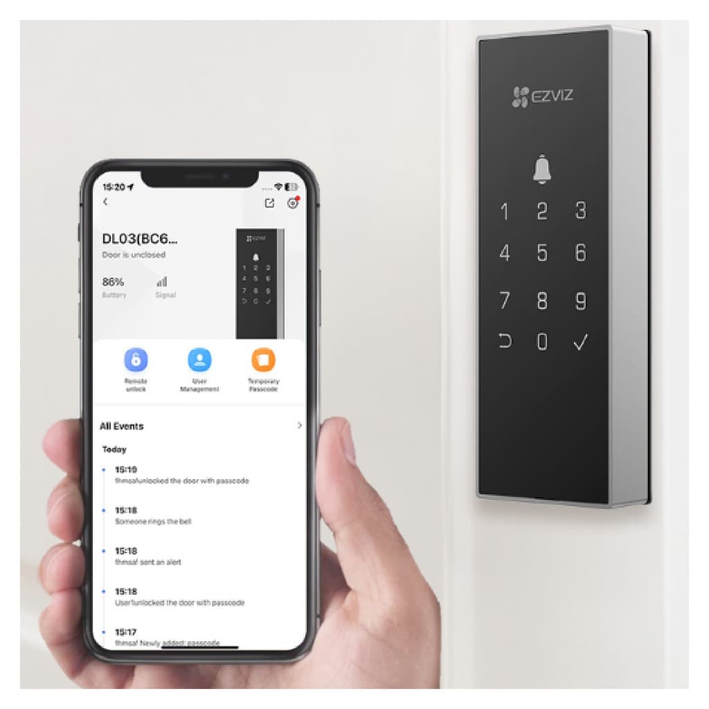 EZVIZ กลอนประตูดิจิตอล WiFi CS-DL03-R100 | ควบคุมผ่านแอป ไม่ต้องใช้ Hub
