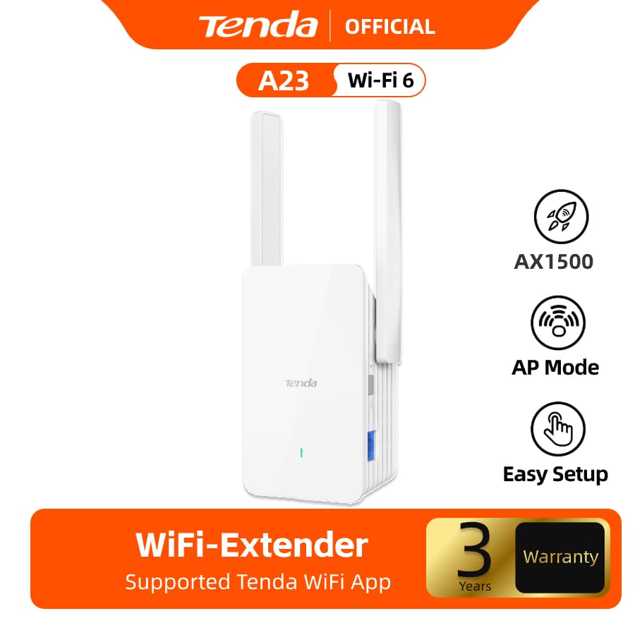 Tenda A23 Repeater WiFi 6 Dual-Band 1500Mbps ขยายสัญญาณบ้านทันสมัย