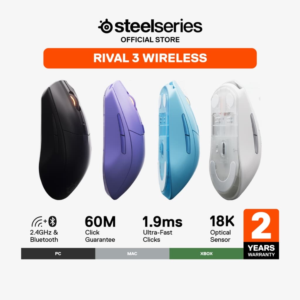 SteelSeries Rival 3 Wireless Gen 2 เมาส์เกมมิ่ง 6 ปุ่ม 18,000 DPI ไร้สายเร็วแรงแม่นยำ